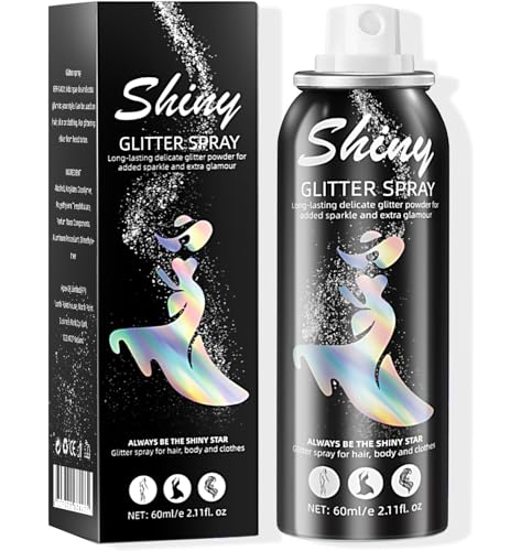 Ragkun Body Glitter, Body Glitter Spray, Glitter Spray for Hair and Body, Long-Lasting and Quick-Drying Silver Glitter Hai...