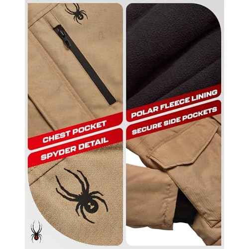 Spyder Mens Winter Coats - Polar Fleece Jacket Parka Down Winter Coat Wind Resistant Waterproof Hooded Jackets for Men