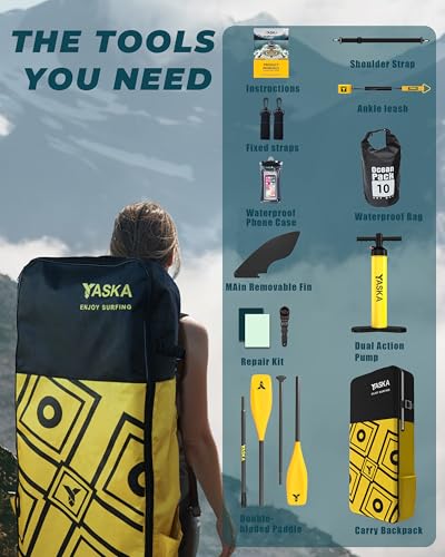 Inflatable Stand up Paddle Board 11ft with Premium SUP Accessories,Extra Wide Design Non-Slip Paddleboard for Adult,Youth,...