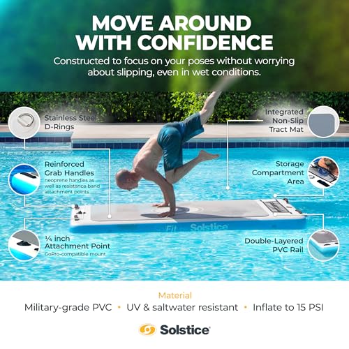 SOLSTICE Sol Fit Inflatable Stand-Up Paddleboard & Aquatic Fitness Mat with 7'10" Non-Slip Traction Pad - Floating Exercis...