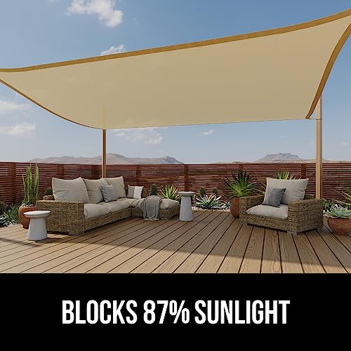 GORILLA GRIP Heavy Duty Sun Shade, UV Protection Fade Tear and Rust Resistant Rectangle Sunshade Canopy, Curved Edges Bloc...