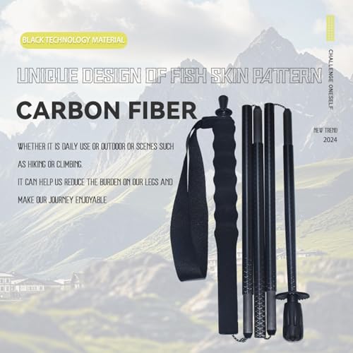 5-Section Carbon Fiber Trekking Poles, Lightweight and Durable 2-Pack, Foldable, Straight Grip, Suitable for Hiking, Trekk...