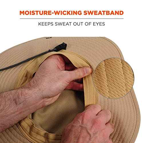 Ergodyne unisex adult Lightweight Ranger - Mesh Paneling Sun Hat, Khaki, Large-X-Large