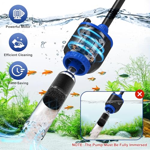 AQQA DC 36W Electric Aquarium Vacuum Gravel Cleaner 6-in-1 Multifunctional Fish Tank Cleaning Kit for Remove Dirt, Change ...