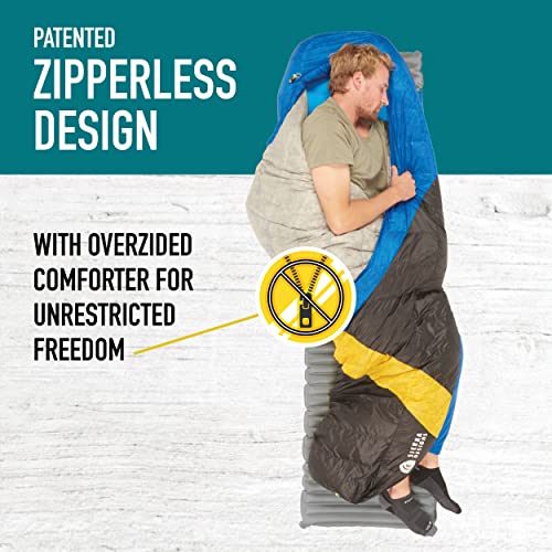 Sierra Designs Cloud 35 Degree DriDown Sleeping Bag Ultralight Zipperless Down Sleeping Bag for Backpacking and Camping