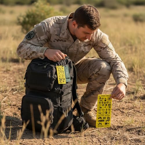 Acecare North American Ranging Card – Mils Scale Tactical Distance Card with Carabiner, Survival Whistle & Scented Tag – O...