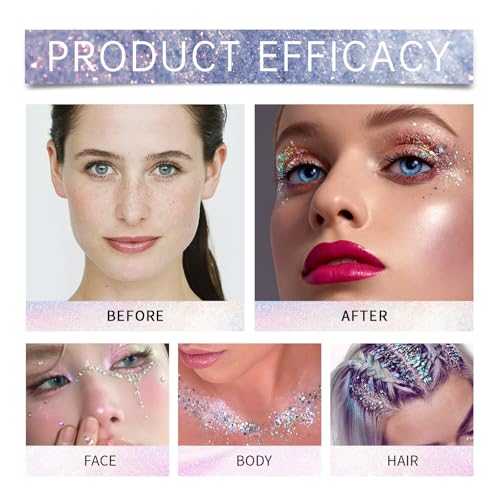 Silver Face and Body Glitter Stick,Holographic Neon Accessories Outfit Singer Concert Sparkling Festival Rave Glitter Makeup