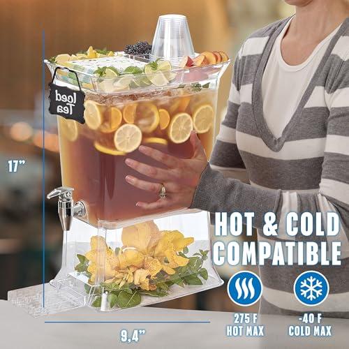 Buddeez Tritan Beverage Dispenser with Party Top Lid and Drip Tray - 3 Gallon Drink Dispenser - Drink Dispenser - BPA Free
