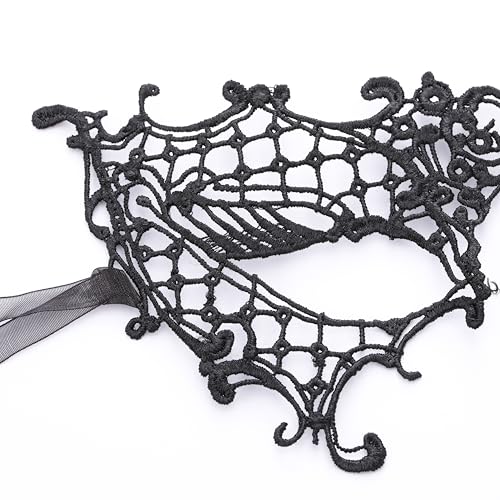 Bounzhi Black Lace Masquerade Mask for Women Costume EyeMask Party Ball Mardi Gras Accessory