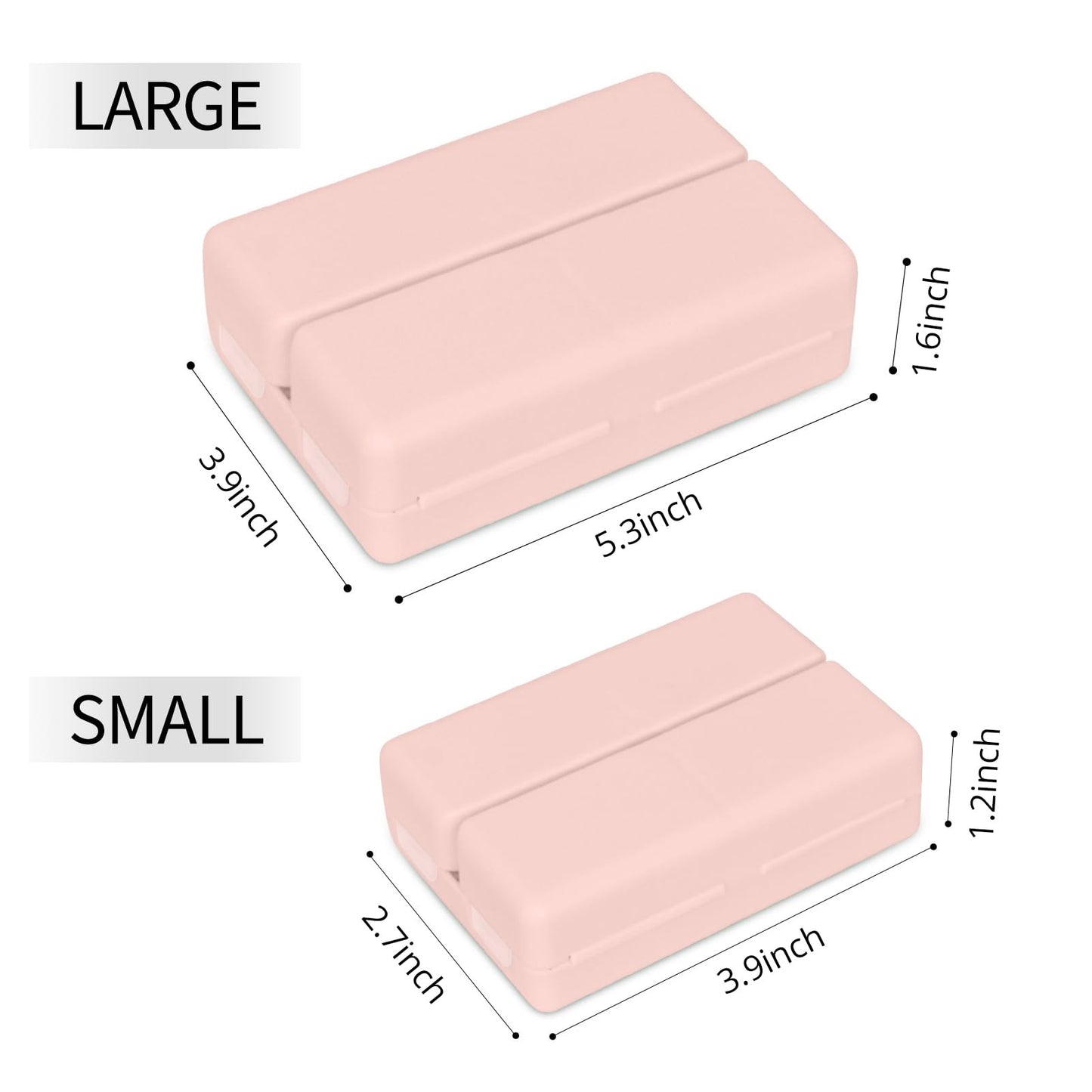 FYY 2 Pcs Daily Pill Organizer, 7 Compartments Portable Pill Case Travel Pill Organizer,[Folding Design] Pill Box for Purse Pocket to Hold Vitamins,Cod Liver Oil,Supplements and Medication-Pink