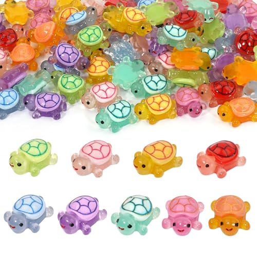 Mini Resin Turtles Figures to Hide, 72 PCS Tiny Resin Animal Figurines Little Small Plastic Turtles Miniature Festival Rav...