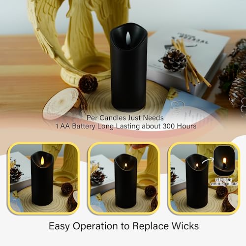 kakoya Flickering Flameless Candles, Battery Operated Plastic LED Pillar Candles with Remote Control and Timer, Set of 9 (...