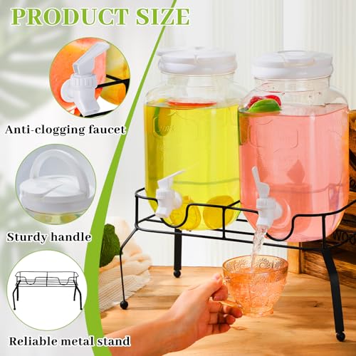 Teenyyou 2 Pcs Plastic Drink Dispensers for Parties Halloween Beverage Dispenser with Stand and Spigot Juice Lemonade Jars...