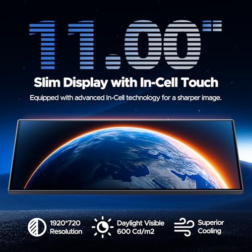 Volam 11'' Wireless Carplay Screen for Car Built-in Net-Flix YouTube Apps, Portable Touchscreen Car Stereo with Android Au...