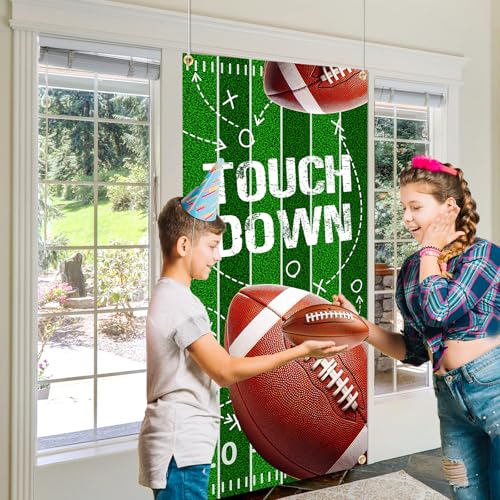 Football Banner Touchdown Banner Party Decorations Porch Sign Photo Booth Props Game Day Tailgate Party Decorations for Do...