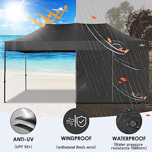 COBIZI 10x20 Heavy Duty Pop up Canopy Tent with 6 sidewalls Easy Up Commercial Outdoor Canopy Wedding Party Tents for Part...