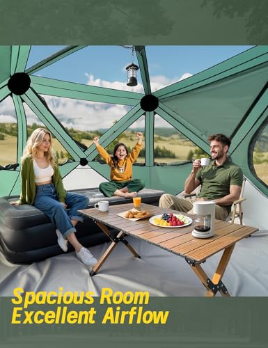 Camping Tent, 4 Person Tent for Camping, Setup in 60 Seconds, 4 Person Pop up Tents, Hub Tents, Water-Resistant, Windproo...