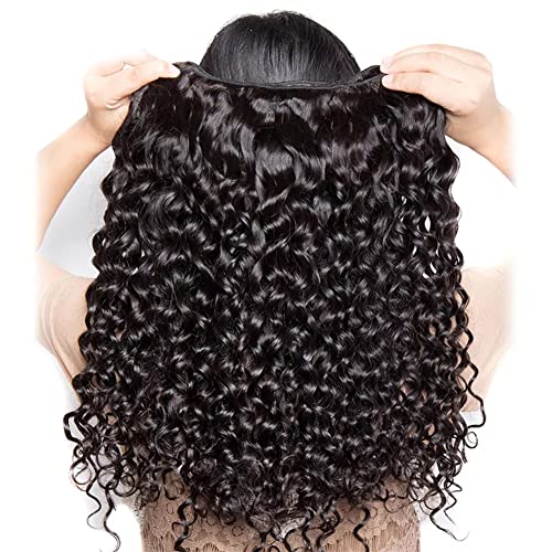 Water Wave Human Hair 4 Bundles (12 14 16 18 Inch) Brazilian Virgin Water Curly Bundles 100% Unprocessed Human Hair Weave Remy Hair Weft for Black Women Natural Color