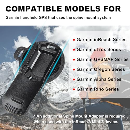 iGuerburn Backpack Tether for Garmin Handheld GPS inReach/eTrex/Rino/Alpha/Oregon/GPSMAP Series - Garmin Spine Mount Adapt...