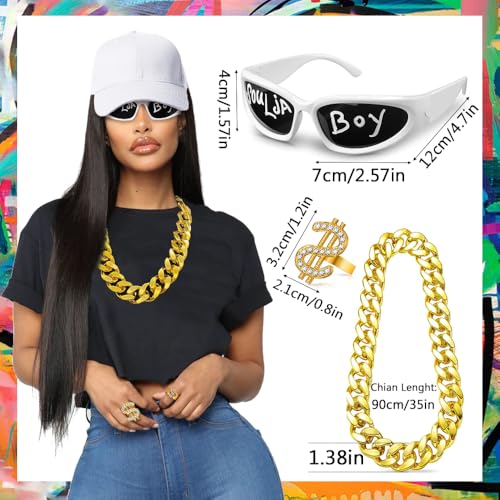 MEDOJO Hip Hop Costumes Kit 80s 90s 2000s Rapper