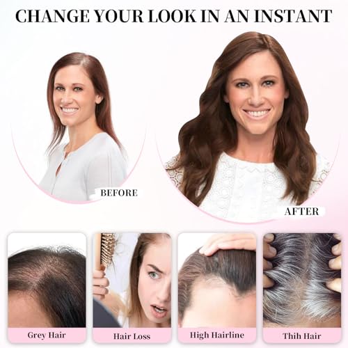 Hair Toppers for Women Real Human Hair Toppers for Women with Thinning HairPieces No Bangs 10 ¡¿ 12 cm Larger Swiss Base Wiglets 12Inch Top Remy HairPieces for Thinning Medium Brown
