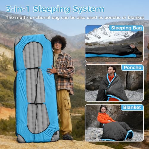 ATEPA Down Sleeping Bag for Adults, Recycled Ultralight 35°F 40°F 45°F 50°F 650FP / 700FP 3 Season Compact Sleeping Bags w...