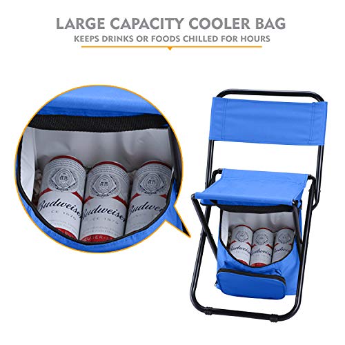 LEADALLWAY Fishing Chair with Cooler Bag Compact Fishing Stool Foldable Camping Chair