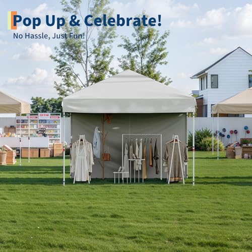 Garvee 10x10 Pop Up Canopy with One Button Push Setup - Heavy Duty Outdoor Canopy Tent with Portable Roller Bag - 3 Adjust...