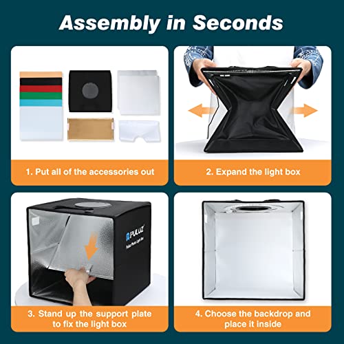 Photo Box, PULUZ Mini Folding Lightbox Portable Light Box Photography Shooting Tent Box Kit with 120pcs LED Lights 6 Color...
