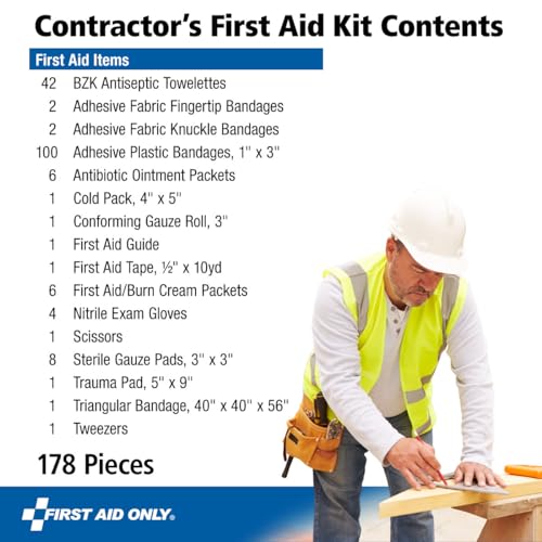 First Aid Only 9302-25M 25-Person Contractor's First Aid Kit for Home Renovation, Job Sites, and Construction Vehicles, 17...