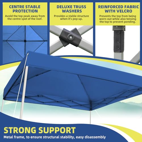 10x10 ft Pop Up Canopy Tent, Easy Up Instant Outdoor Canopy, Straight Legs, Wheeled Carry Bag - Blue