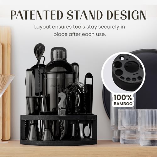 Mixology & Craft Bartender Kit – 15 Piece Cocktail Shaker Set with Bamboo Stand | Complete Cocktail Kit Gift Set | Top Bar...