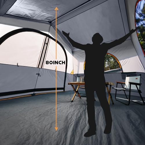 HIKERGARDEN 6-8 Person Camping Tent - Portable Family Cabin Tent for Camp, Windproof Fabric Camp Tent Outdoor for Hiking, ...