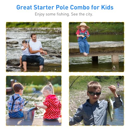 Kids Fishing Pole Kit, 59'' Telescopic Rod and Reel Beginner Combo with Spincast Reel,Tackle Box, Carrier Bag,Fishing Gear...