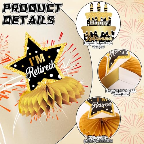 DTOFOOT 10 Pcs Retirement Party Decorations, Retirement Party Supplies Retirement Table Decorations Black and Gold Retirem...