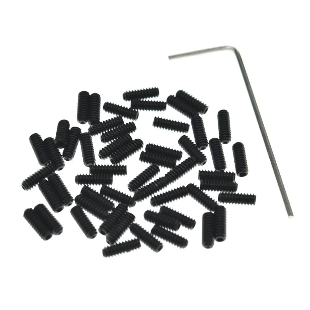 Kaish 50X Metric M3X8 Black Guitar Bridge Saddle Height Adjustment Screws For Stratocaster/Telecaster