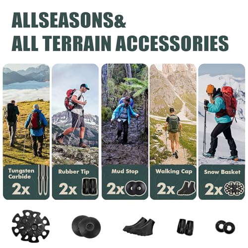 Carbon Fiber Hiking Poles 2pcs, Collapsible Nordic Trekking Poles,Cork Handle Ultralight Folding Walking Sticks, Hiking St...