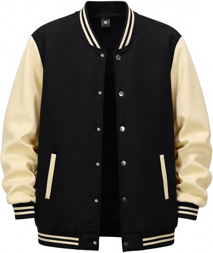 Men's Autumn/Winter Long-Sleeved Pocket Jacket Baseball Jacket Classic Color Block Fashion Casual Outdoor Sports Top