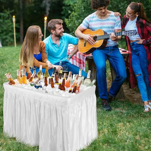 Giantex 4 FT Folding Ice Cooler Table with Drain & Bucket, Removable Skirt, No Assembly, Portable Fill and Chill Table for...