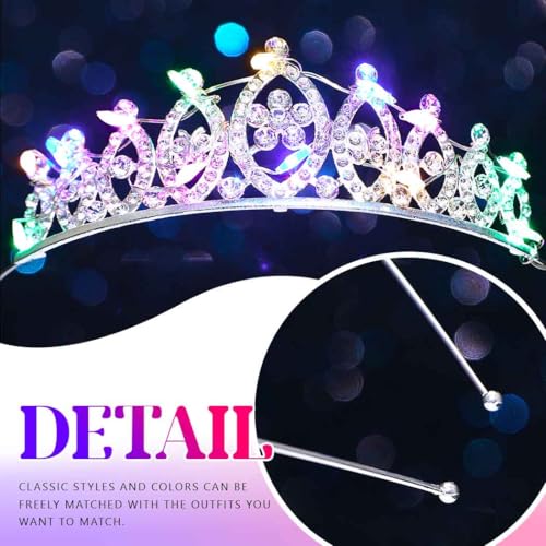 DRESBE Light Up Crystal Tiara LED Rhinestone Crown Headband Glow Party Princess Hair Accessories for Women and Girls