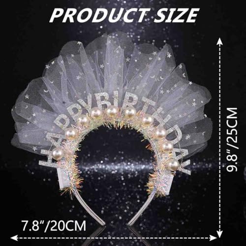 DRESBE Light Up Birthday Headband Happy Birthday Crown Headbands for Women