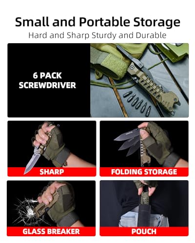 Multitool Knife, 17 in 1 Pocket Knife with Screwdriver, Fire Starter Sticks, Bottle Opener, Saw, Whistle, Nylon Sheath, ED...