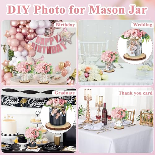 Set 6 Mason Jar Table Centerpiece - Wedding Centerpieces for Tables, Mason Jar Flower Centerpiece Vases Decor- Boho Farmho...