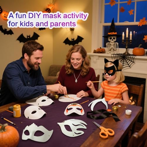 Hcaiip 15 PCS DIY White Masquerade Masks DIY Paper Blank Half Face Mask Craft Art Plain Paintable Mardi Gras Masks Hallowe...
