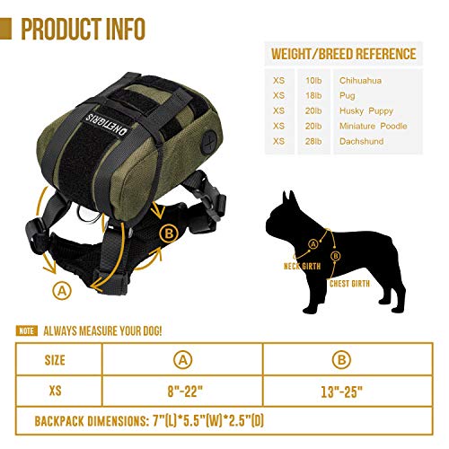 OneTigris Dog Pack, Backpack Durable Small Medium Dog Pack with Litter Bag Exit for Camping Hiking Daily Walking (Ranger G...