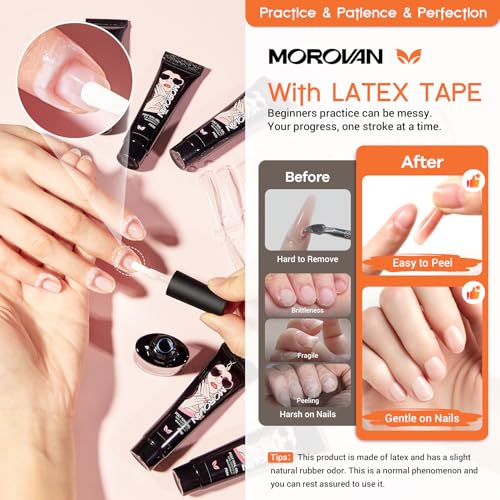 Morovan Poly Gel Nail Kit for Pretty Gift: Extension Gel Nail Kit With Nail Lamp Slip Solution Complete Professional Manic...