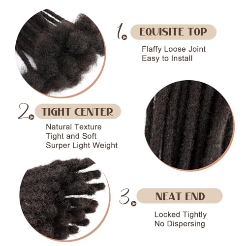 6 Inch 100 Strands loc Extensions Human Hair for Men/Women 0.6cm Thickness Human Hair Dreadlock Extensions Can Be Dyed and Bleached Soft Dreadlocks