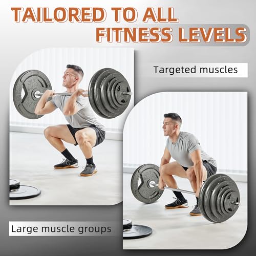 Fitvids Cast Iron 1-Inch Standard Weight Plate for Strength Training & Weightlifting, Multiple Weights Available