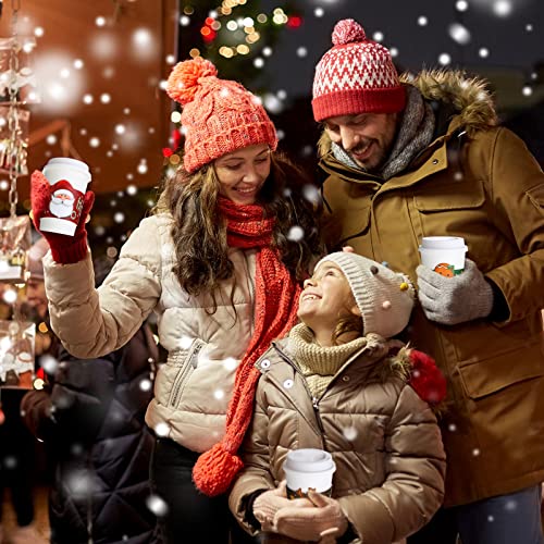 Faccito 120 Pieces Christmas Coffee Cup Sleeves Bulk for 12 oz, 16 oz Christmas Disposable Corrugated Paper Cup Sleeves wi...