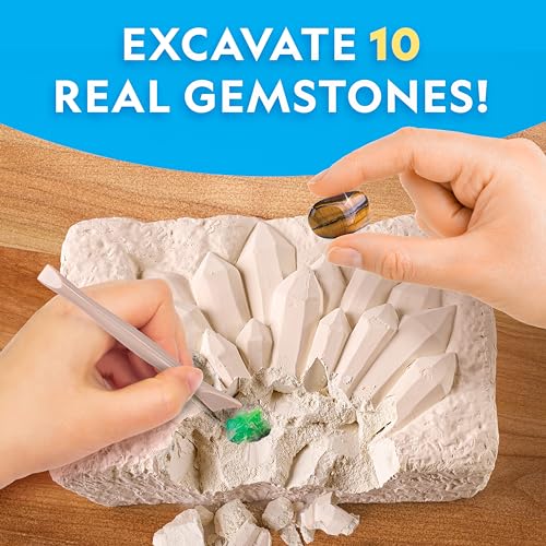 National Geographic Gemstone Dig Kit – Dig Up 10 Real Gemstones and Crystals, Science Kit for Kids, Gem Digging Kit, Gift ...
